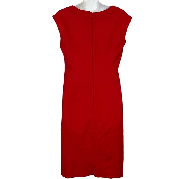 JONES NEW YORK COLLECTION STRETCH Red Lined Cap Sleeve Sheath Career Dress sz 2 - Picture 7 of 16